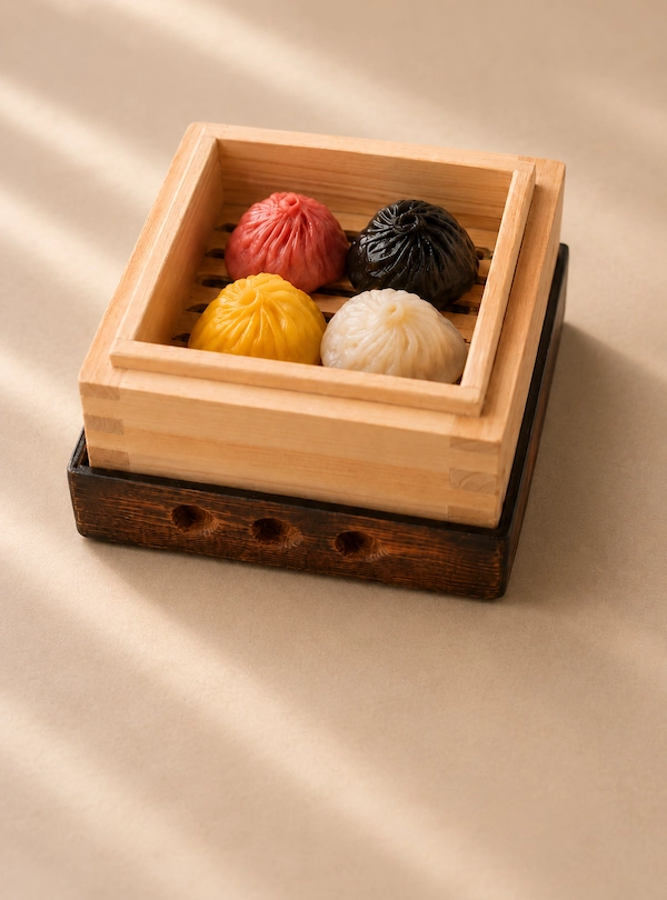 Crystal Jade Roppongi - Steamed Pork Xiao Long Bao with Four Flavors (Pork, Crab Roe, Chilli Crab, Black Truffle)